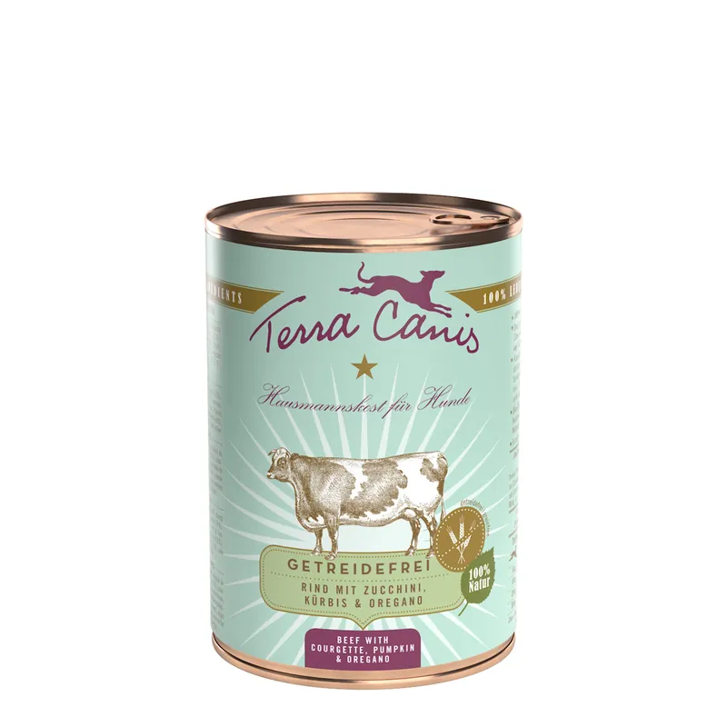 Sparpaket 24 x 400 g Terra Canis Getreidefrei Rind mit Zucchini, Kürbis und Oregano Hunde Nassfutter Kracherpreis